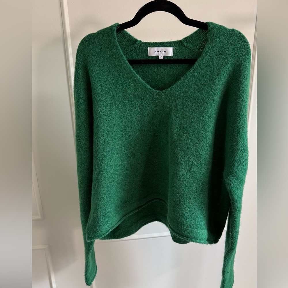 John + Jenn Emerald Green V-Neck Sweater